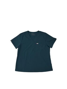 Figs Catarina One-Pocket Caribbean Blue Scrub Top, Size XXL